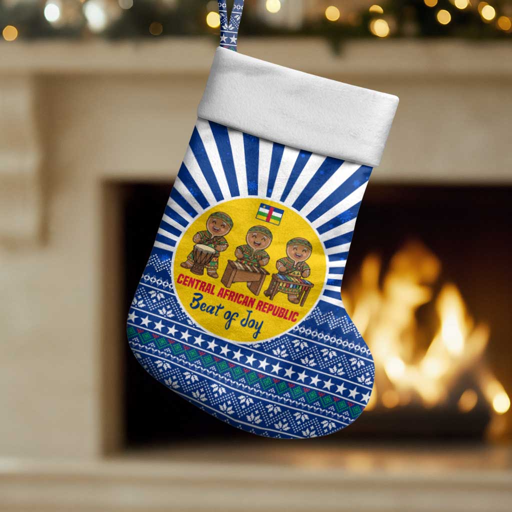 Central African Republic Christmas Stocking Drumming Beat of Joy Tribal Pattern and Snowflakes - African Pride