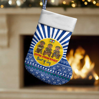 Central African Republic Christmas Stocking Drumming Beat of Joy Tribal Pattern and Snowflakes - African Pride
