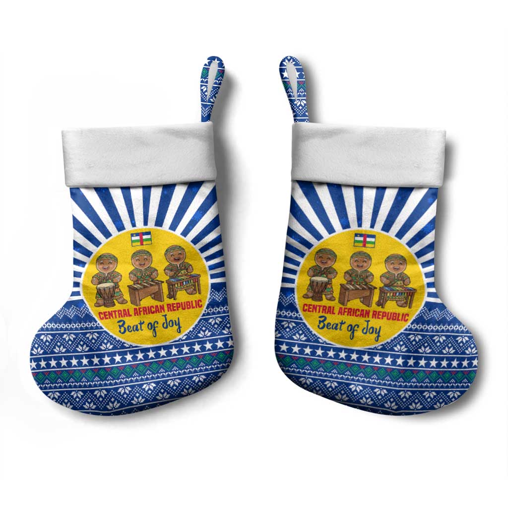 Central African Republic Christmas Stocking Drumming Beat of Joy Tribal Pattern and Snowflakes - African Pride