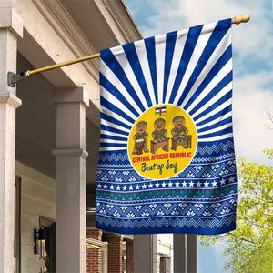 Central African Republic Christmas Garden Flag Drumming Beat of Joy Tribal Pattern and Snowflakes - African Pride
