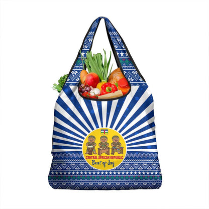 Central African Republic Christmas Grocery Bag Drumming Beat of Joy Tribal Pattern and Snowflakes - African Pride