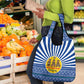 Central African Republic Christmas Grocery Bag Drumming Beat of Joy Tribal Pattern and Snowflakes - African Pride