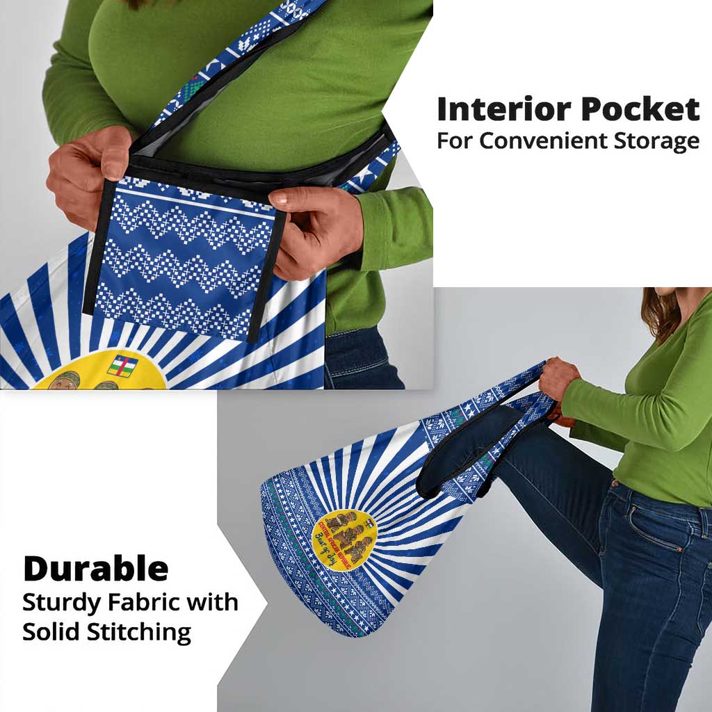 Central African Republic Christmas Grocery Bag Drumming Beat of Joy Tribal Pattern and Snowflakes - African Pride