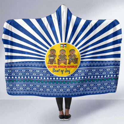 Central African Republic Christmas Hooded Blanket Drumming Beat of Joy Tribal Pattern and Snowflakes - African Pride
