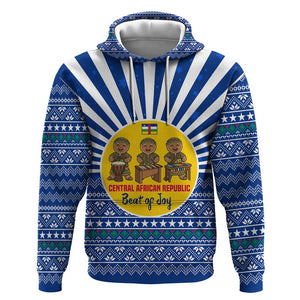 Central African Republic Christmas Hoodie Drumming Beat of Joy Tribal Pattern and Snowflakes - African Pride