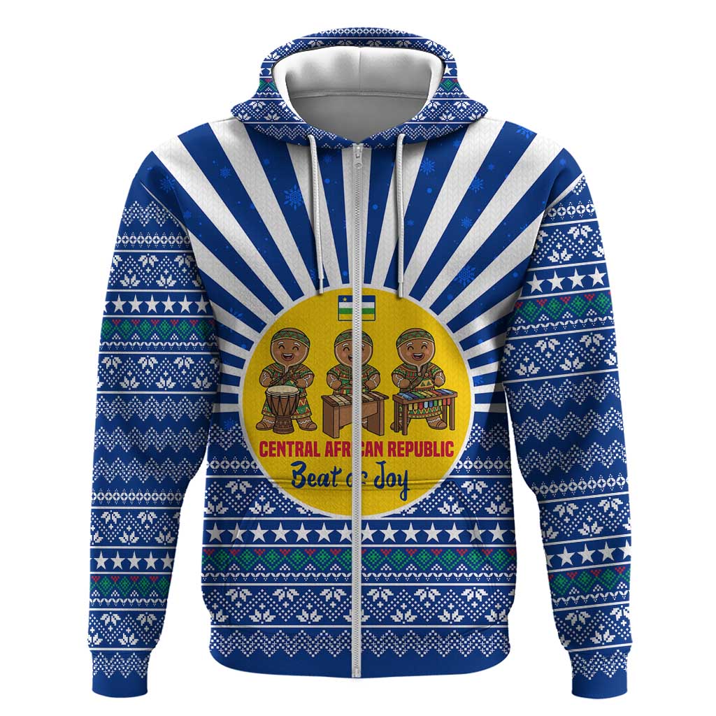 Central African Republic Christmas Hoodie Drumming Beat of Joy Tribal Pattern and Snowflakes - African Pride