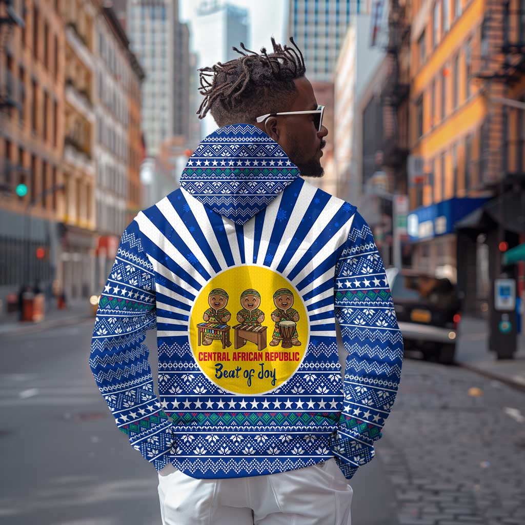 Central African Republic Christmas Hoodie Drumming Beat of Joy Tribal Pattern and Snowflakes - African Pride
