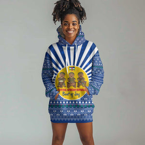 Central African Republic Christmas Hoodie Dress Drumming Beat of Joy Tribal Pattern and Snowflakes - African Pride