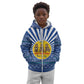 Central African Republic Christmas Kid Hoodie Drumming Beat of Joy Tribal Pattern and Snowflakes - African Pride
