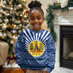 Central African Republic Christmas Kid Ugly Christmas Sweater Drumming Beat of Joy Tribal Pattern and Snowflakes - African Pride