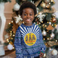 Central African Republic Christmas Kid Ugly Christmas Sweater Drumming Beat of Joy Tribal Pattern and Snowflakes - African Pride