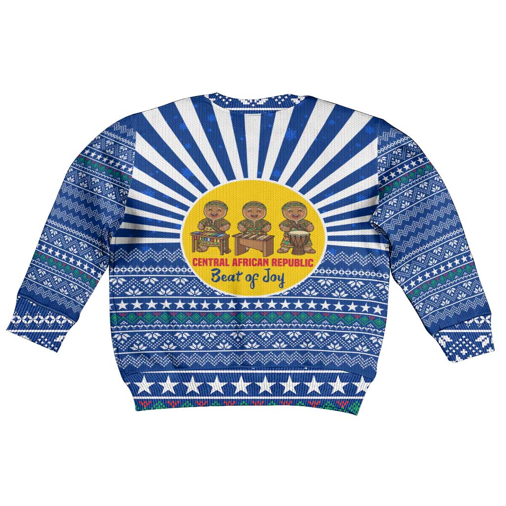 Central African Republic Christmas Kid Ugly Christmas Sweater Drumming Beat of Joy Tribal Pattern and Snowflakes - African Pride