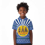 Central African Republic Christmas Kid Polo Shirt Drumming Beat of Joy Tribal Pattern and Snowflakes - African Pride