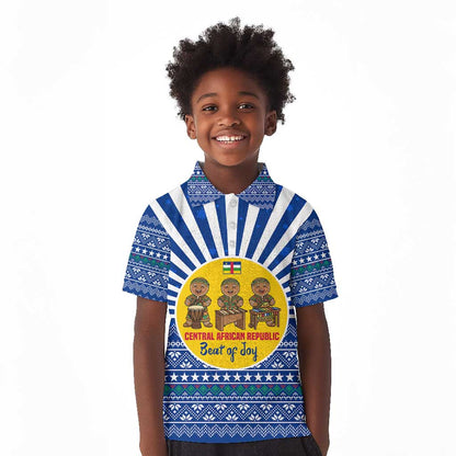 Central African Republic Christmas Kid Polo Shirt Drumming Beat of Joy Tribal Pattern and Snowflakes - African Pride