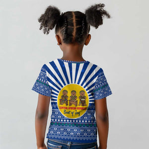 Central African Republic Christmas Kid T shirt Drumming Beat of Joy Tribal Pattern and Snowflakes - African Pride