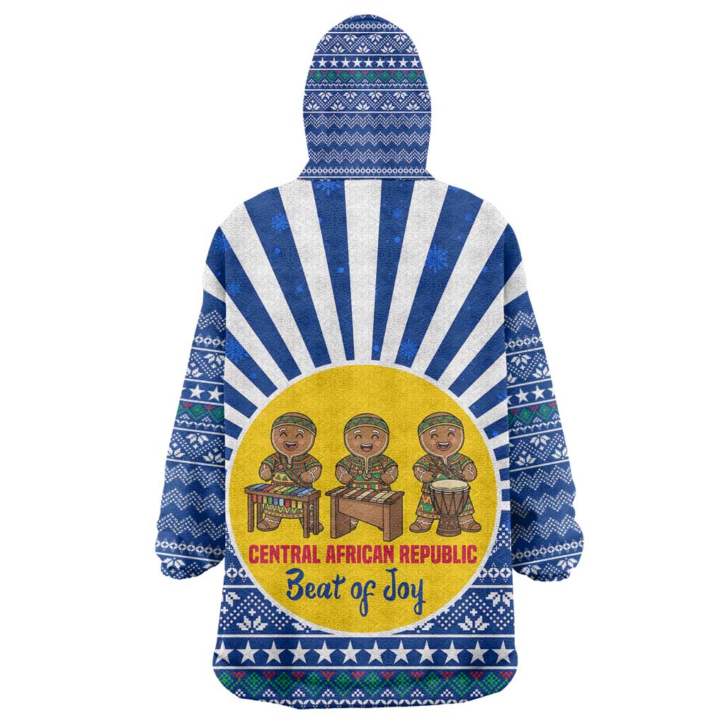 Central African Republic Christmas Kid Wearable Blanket Hoodie Drumming Beat of Joy Tribal Pattern and Snowflakes - African Pride
