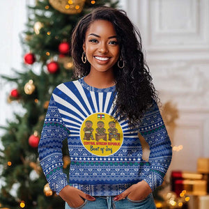 Central African Republic Christmas Ugly Christmas Sweater Drumming Beat of Joy Tribal Pattern and Snowflakes - African Pride