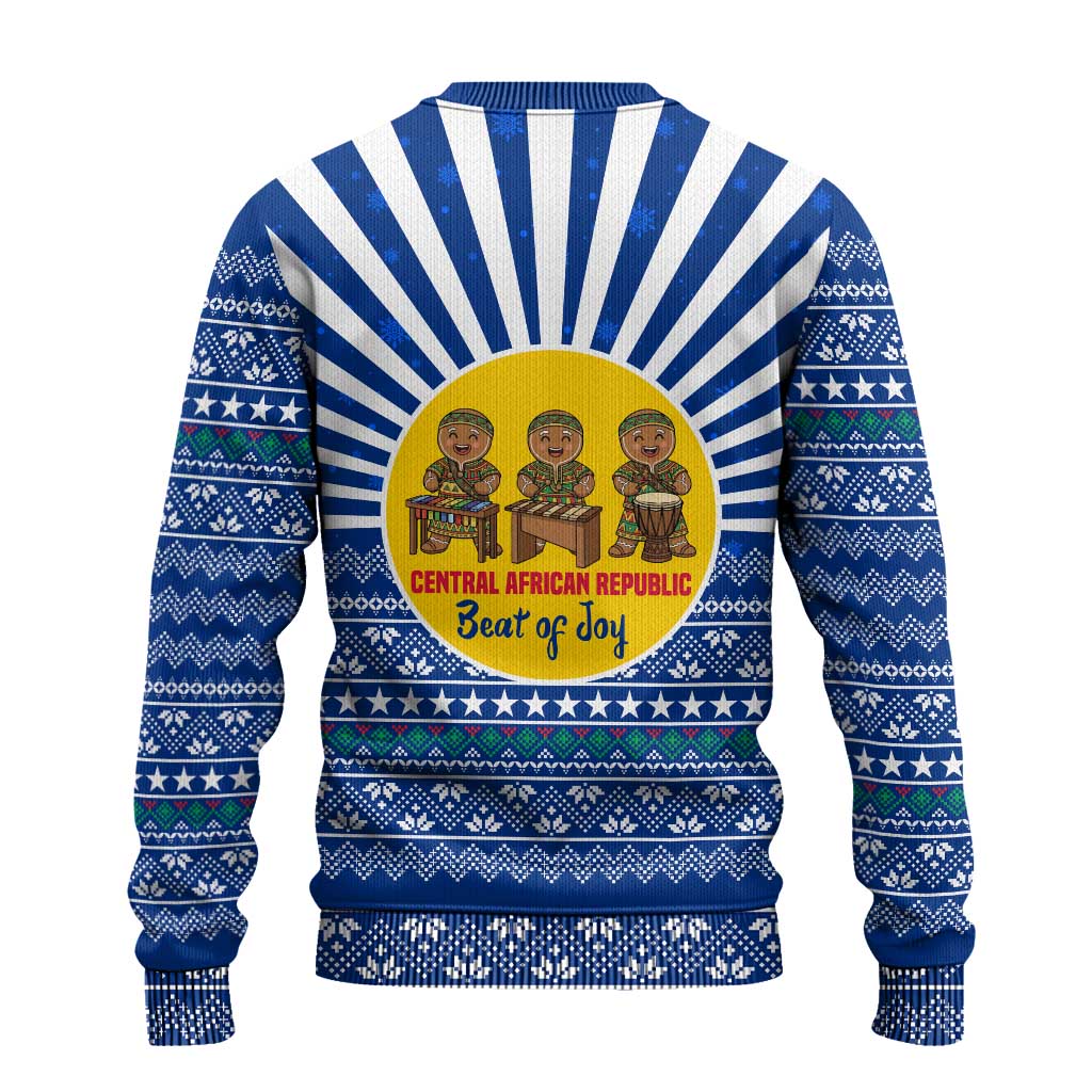Central African Republic Christmas Ugly Christmas Sweater Drumming Beat of Joy Tribal Pattern and Snowflakes - African Pride