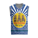 Central African Republic Christmas Knitted V-Neck Vest Drumming Beat of Joy Tribal Pattern and Snowflakes - African Pride