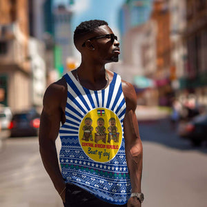 Central African Republic Christmas Men Tank Top Drumming Beat of Joy Tribal Pattern and Snowflakes - African Pride