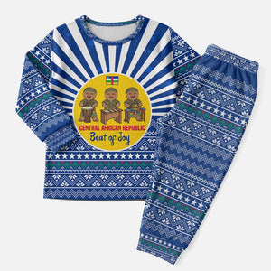 Central African Republic Christmas Pajama Set Drumming Beat of Joy Tribal Pattern and Snowflakes - African Pride