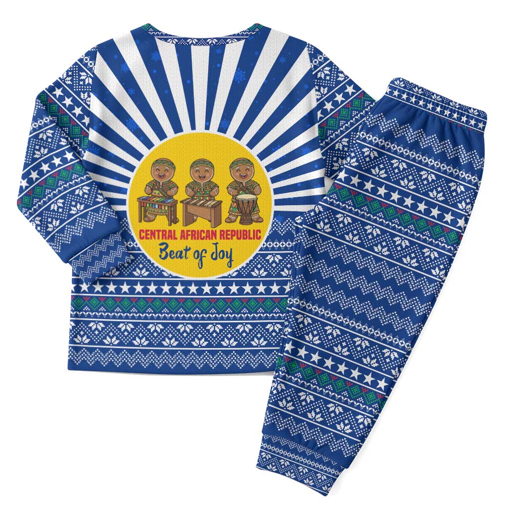 Central African Republic Christmas Pajama Set Drumming Beat of Joy Tribal Pattern and Snowflakes - African Pride