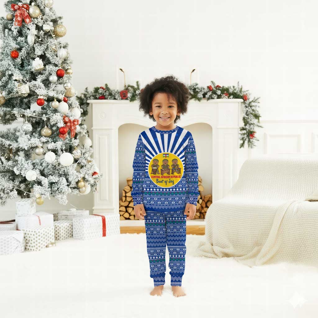 Central African Republic Christmas Pajama Set Drumming Beat of Joy Tribal Pattern and Snowflakes - African Pride