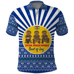 Central African Republic Christmas Polo Shirt Drumming Beat of Joy Tribal Pattern and Snowflakes - African Pride