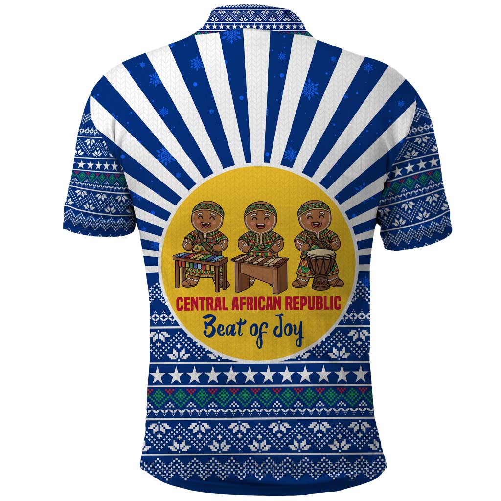 Central African Republic Christmas Polo Shirt Drumming Beat of Joy Tribal Pattern and Snowflakes - African Pride