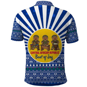 Central African Republic Christmas Polo Shirt Drumming Beat of Joy Tribal Pattern and Snowflakes - African Pride