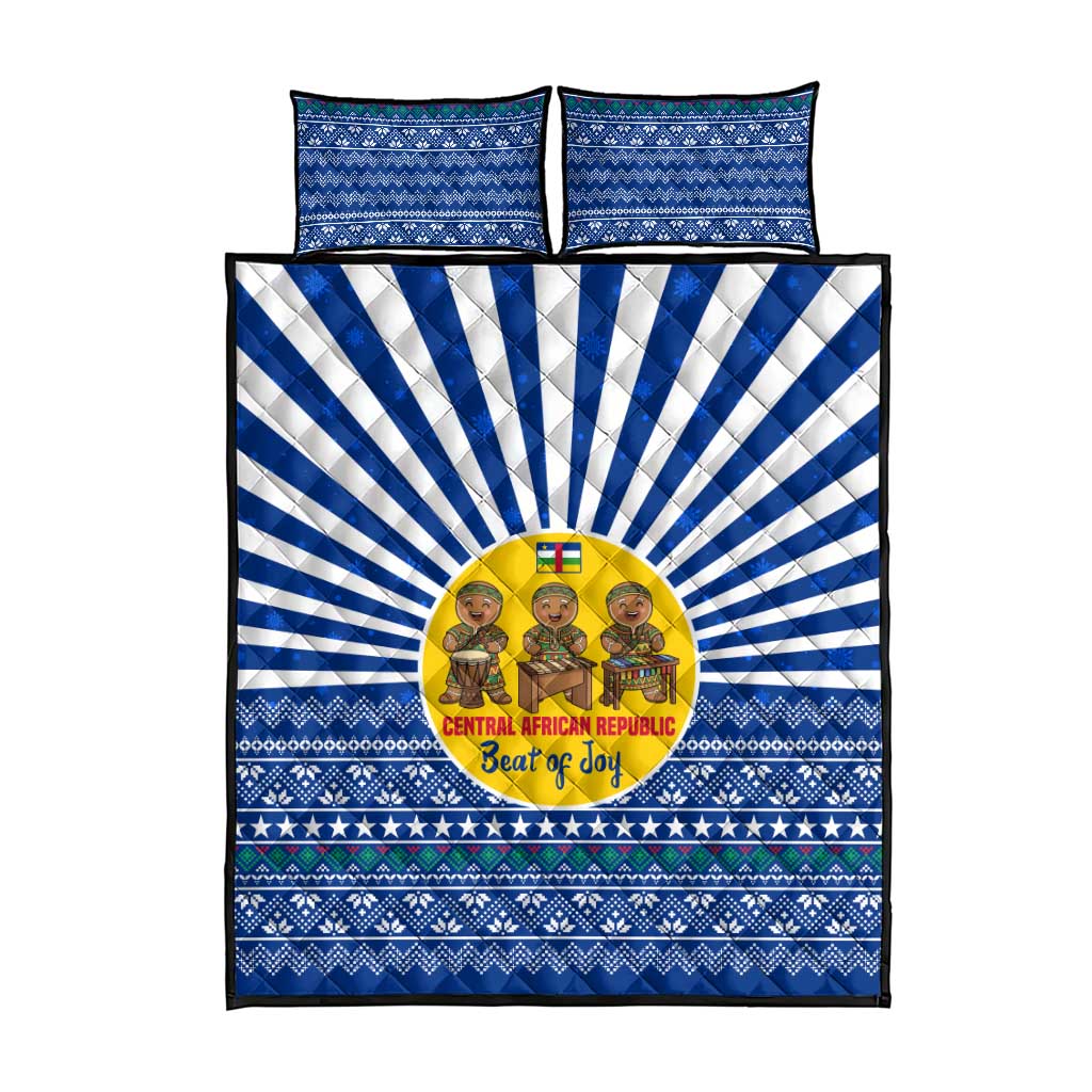 Central African Republic Christmas Quilt Bed Set Drumming Beat of Joy Tribal Pattern and Snowflakes - African Pride