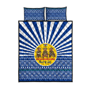 Central African Republic Christmas Quilt Bed Set Drumming Beat of Joy Tribal Pattern and Snowflakes - African Pride