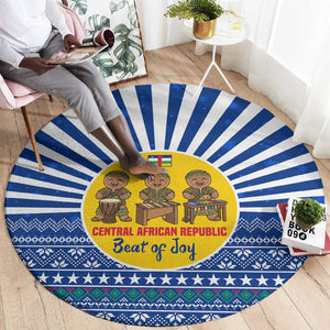 Central African Republic Christmas Round Carpet Drumming Beat of Joy Tribal Pattern and Snowflakes - African Pride