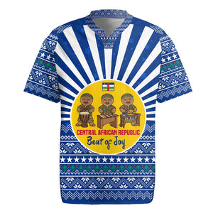 Central African Republic Christmas Rugby Jersey Drumming Beat of Joy Tribal Pattern and Snowflakes - African Pride
