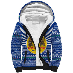 Central African Republic Christmas Sherpa Hoodie Drumming Beat of Joy Tribal Pattern and Snowflakes - African Pride