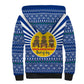 Central African Republic Christmas Sherpa Hoodie Drumming Beat of Joy Tribal Pattern and Snowflakes - African Pride