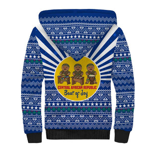 Central African Republic Christmas Sherpa Hoodie Drumming Beat of Joy Tribal Pattern and Snowflakes - African Pride