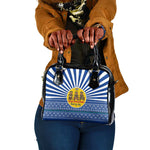 Central African Republic Christmas Shoulder Handbag Drumming Beat of Joy Tribal Pattern and Snowflakes - African Pride