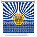 Central African Republic Christmas Shower Curtain Drumming Beat of Joy Tribal Pattern and Snowflakes - African Pride