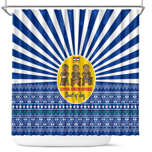 Central African Republic Christmas Shower Curtain Drumming Beat of Joy Tribal Pattern and Snowflakes - African Pride
