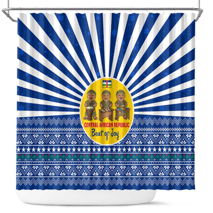 Central African Republic Christmas Shower Curtain Drumming Beat of Joy Tribal Pattern and Snowflakes - African Pride