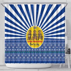 Central African Republic Christmas Shower Curtain Drumming Beat of Joy Tribal Pattern and Snowflakes - African Pride