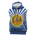Central African Republic Christmas Sleeveless Hoodie Drumming Beat of Joy Tribal Pattern and Snowflakes - African Pride