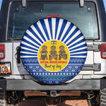 Central African Republic Christmas Spare Tire Cover Drumming Beat of Joy Tribal Pattern and Snowflakes - African Pride