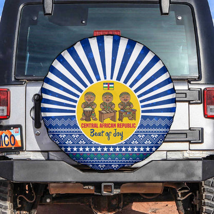 Central African Republic Christmas Spare Tire Cover Drumming Beat of Joy Tribal Pattern and Snowflakes - African Pride