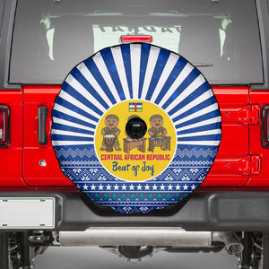 Central African Republic Christmas Spare Tire Cover Drumming Beat of Joy Tribal Pattern and Snowflakes - African Pride