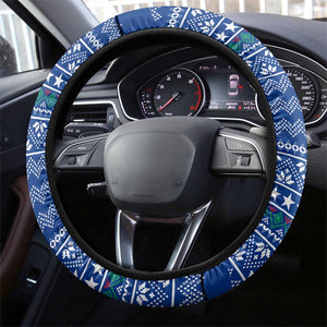 Central African Republic Christmas Steering Wheel Cover Drumming Beat of Joy Tribal Pattern and Snowflakes - African Pride