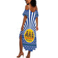 Central African Republic Christmas Summer Maxi Dress Drumming Beat of Joy Tribal Pattern and Snowflakes - African Pride
