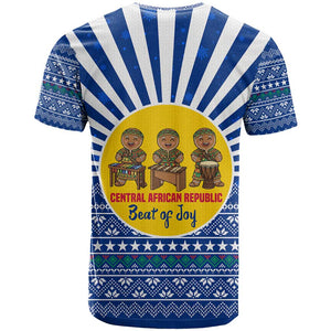 Central African Republic Christmas T shirt Drumming Beat of Joy Tribal Pattern and Snowflakes - African Pride