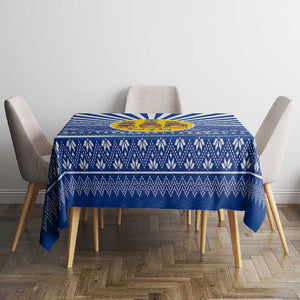 Central African Republic Christmas Tablecloth Drumming Beat of Joy Tribal Pattern and Snowflakes - African Pride